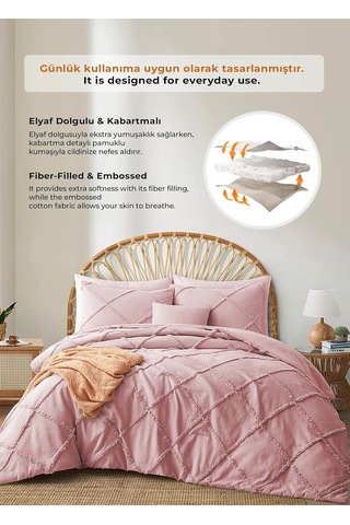 Lexroo Pamuklu Aimar Yatak Örtüsü Takımı Tek Kişilik Günlük Çift Taraflı Boho 2 Parça Elyaf Dolgulu Çok Renkli