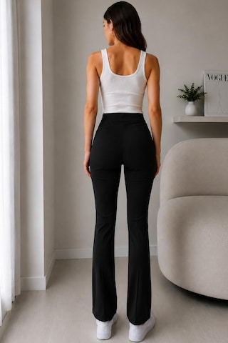 Fit Women Yüksel Bel Nervür Dikişli İspanyol Paça Pantolon 4622 -siyah