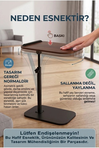 Ayarlanabilir Mdf Laptop Sehpası Ayaklı Çok Amaçlı Sehpa 30x40 Cm Ceviz