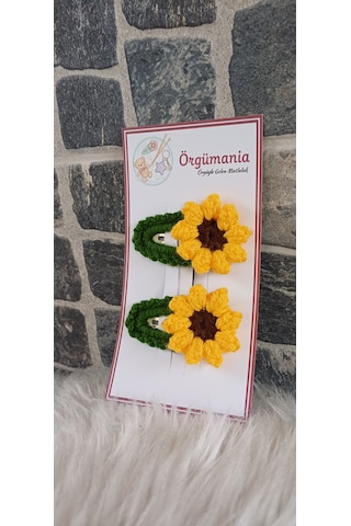 Ayçiçeği Çıtçıtlı Toka - Örgü Toka Sarı - Yeşil