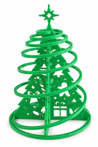 Spiral Tasarımlı Mini Yılbaşı Çam Ağacı Masaüstü Dekoru Yeşil 12 CM