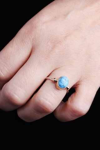 Omar Silver Kadın Gümüş Turkuaz Firuze Taşlı Elişi 925 Ayar Gümüş