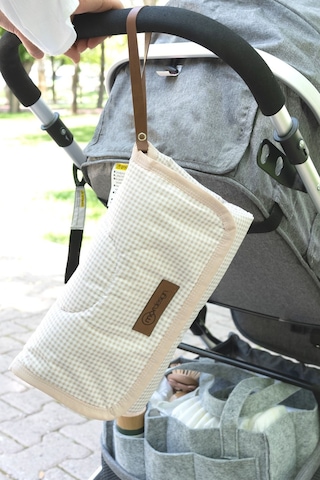 Mordesign Bebek Çanta Alt Açma Minderi, Alt Değiştirme Pedi, Taşınabilir Bakım Çantası, Clutch Seri,kahverengi Ekru Zg959-1 Ekru