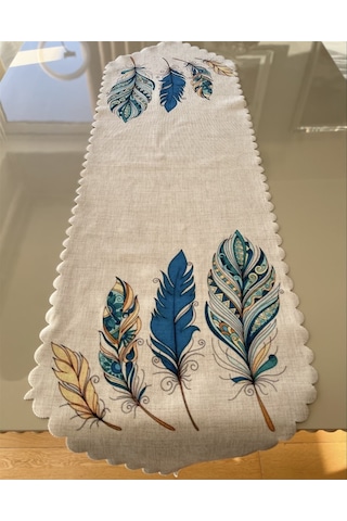Tüy Desenli 40x140 CM Lazer Kesim Runner Tüy Desenli 40x140 CM Lazer Kesim Runner