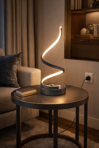 Lara Antrasit Renk Gün Işığı Led Işıklı Modern Tasarım Led Masa Lambası - Abajur - Gece Lambası