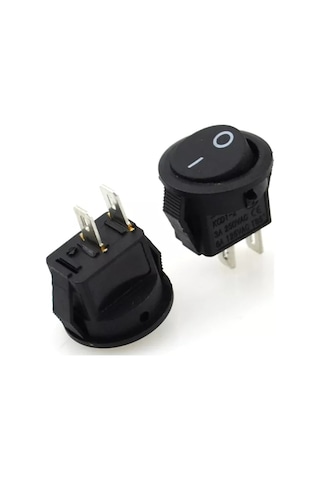 50 Adet Ic-134E Mini (S) Yuvarlak Işiksiz Anahtar On-Off 2P Siyah
