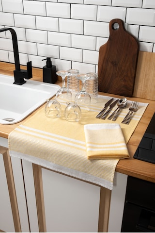 45x65, 2'li Kurulama Bezi, %100 Pamuk Yüksek Su Emici Sarı