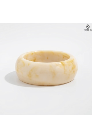 Klasik Geniş Doğal Desen Bileklik Beyaz