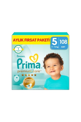 Prima Bebek Bezi Premium Care 5 Beden Aylık Fırsat Paketi 108 Adet