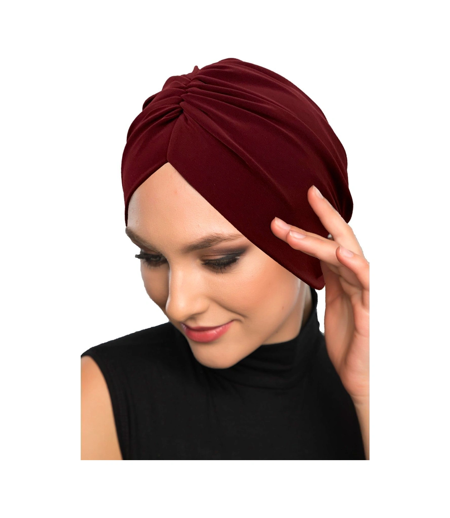Büzme Çift Taraflı Bordo Hazır Türban Tesettür Havuz Bonesi Bordo