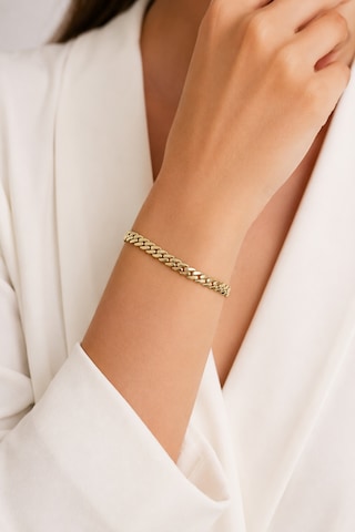 Balenbi Jewelry Kadın Gold Renk Kalın Gurmet Zincir Kararmaz Çelik Bileklik 1100 Altın