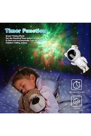 Yeni Taşınabilir Astronot Görünüm Projeksiyon Gece Lambası Beyaz