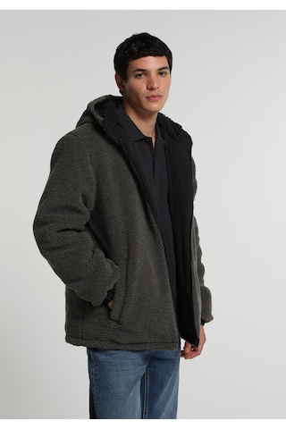 Colin's Colins Çift Taraflı Dış Taraf Teddy Regular Fit Kapüşonlu Fermuarlı Astarlı Erkek Antrasit Mont Cl1082381 Q1.v1 Ant