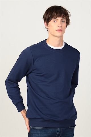 Tudors Bisiklet Yaka Basıc Unisex Sweatshirt Lacivert