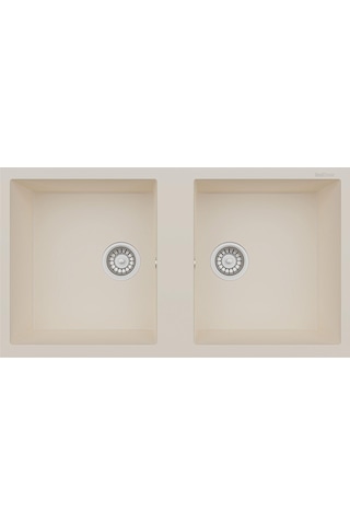 Real Stone P019 Nemrut Granit Mutfak Eviyesi Krem Tezgah Altı - Üstü 97x52 Cm İki Gözlü Krem