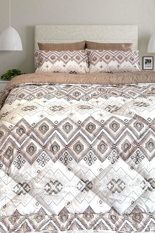 Lux Uyku Seti-tek Kişilik-lastikli Çarşaflı 2yastık Kılıflı-özel Çantada Bohemian Sütlü Kahve