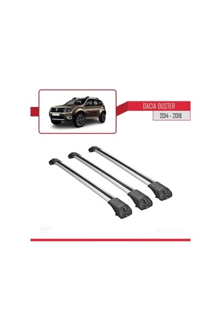 Dacia Duster 2014-2018 Arası İle Uyumlu Ace-1 Ara Atkı Tavan Barı Gri 3 Adet Bar