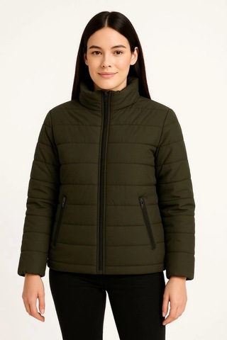 Efnaz Style Bomber Mont Ceket Su İtici Kumaş, Kapitone Astarlı, Fermuarlı, Kışlık - Haki