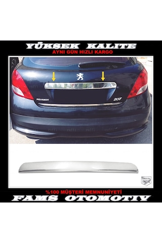 Peugeot 207 Krom Bagaj Çıtası 2006 Ve Üzeri Paslanmaz Çelik