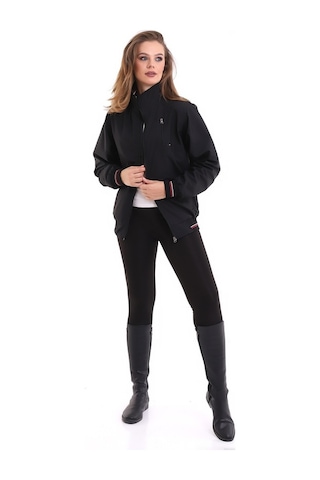 Euromoda Everest Kadın Mevsimlik Dik Yaka Astarlı Cepli Su İtici Oversize-Sıyah-Sıyah Siyah
