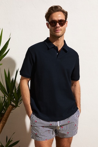 Grımelange Mınnutu Erkek Organik Pamuklu Polo Yakalı Regular Fit Lacivert T-shirt