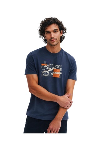 Arma Ar-ma Erkek Bisiklet Yaka Tişört Resim Baskili Örme Kumaş Regular Fit %100 Pamuk 30/2 Süprem Y31344448702 Lacivert-l1