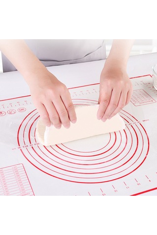 Youtek Silikon Hamur Hazırlama Matı - Ölçü Çizgili, Fırın Ve Barbekü İçin, Siyah, 29x26 Cm Siyah