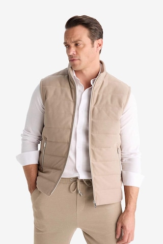 Defacto Slim Fit Dar Kesim Dik Yaka Astarlı Fermuarlı Cepli Mevsimlik Baharlık Yelek D7536AX25AU Bej