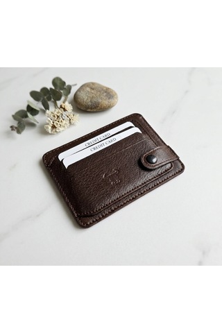 Passtell %100 Hakiki Deri Trend Model Minimalist Unisex Kredi Kartlık Ve Cüzdan Ebatlar 11,5 Cm /8,5 Cm Kahverengi
