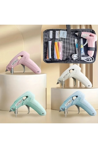 Honeybeeshop Beyaz Takım 10w 20w Şarj Edilebilir Usb Manuel Damlamayan Tutkal Tabancası 30 Renkli Çubuk Ve Ayı Figürlü Değirmen Kart Paketi