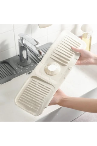 Beyaz Bulaşık Süngeri Banyo Lavabo Tezgahı Koruyucu Silikon Musluk Matı Su Geçirmez Kaymaz Plastik B Diğer
