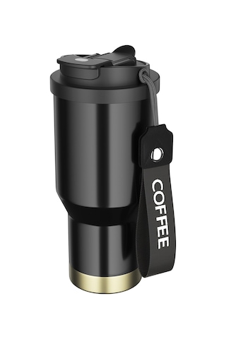 Sones Paslanmaz Çelik Araba Kahve Kupası Çift Duvarlı Vakumlu Soğuk Tutma Yalıtımlı Kupa Boyun Askılı, Kapasite: 600ml