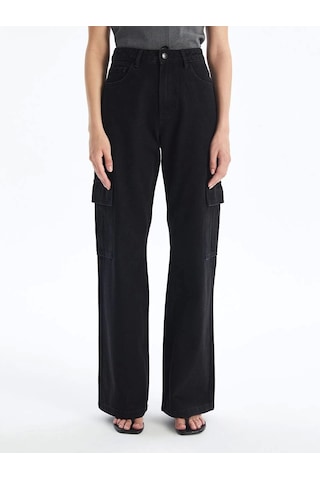 Kazax Kargo Cep Jeans Pantolon Siyah Siyah