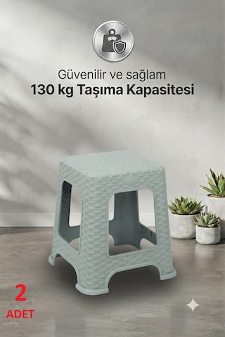2 Adet Hasır Küçük Boy Sağlam Kaliteli Kalın Tabure Gri-ma108 2 Adet