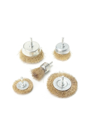 5 Parça Pimli Tel Fırça Seti 5'Li Matkap Hobi Fırça Set