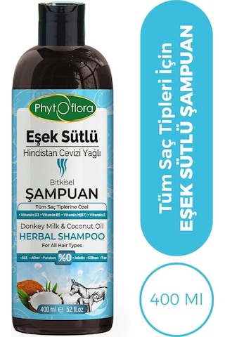 Phytoflora Eşek Sütlü Hindistan Cevizi Yağlı Bitkisel Şampuan 400 ML