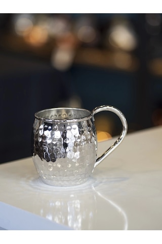 Bakır Kupa Tombul Çekiç Dövme Model Gümüş Renk 2'li