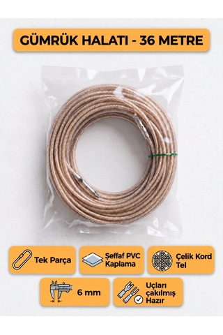 Tır Dorse Kamyon Konteyner Gümrük Halatı Galvanizli Çelik Tel 36 Metre 6mm