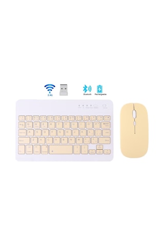 Bluetooth + Usb Wireless Klavye Mouse Seti Sessiz Şarjlı Bt+usb Mouse & Keyboard Set