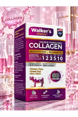 Premium 5 Tip Kolajen 3 Lü Paket Keratin Çinko Bromelain Biotin İçeren Güzellik Saç Cilt Destek Tableti