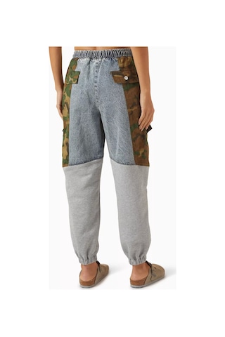 3.1 Phillip Lim Patchwork Kamuflaj Denim Sweatpants Rahat Kesim, Elastik Bel Ve Paça Çok Renkli