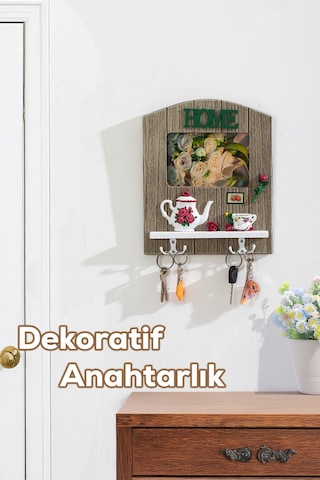Porsima 2070 Duvara Montajlı Dekoratif Anahtarlık - Duvar Askılı Anahtar Düzenleyici 22x26,5cm Çok Renkli