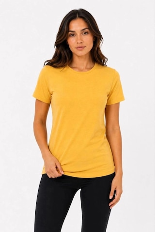 Freedom Storee Kadın Basic Tişört Bisiklet Yaka Kısa Kol Günlük Yazlık Slim Fit T-shirt - Sarı Çok Renkli