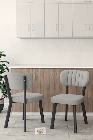 Gnr 70x110cm Sabit Beyaz Mutfak Masası Takımı, Yemek Masası, 4 Modern Gri Sandalye Gri