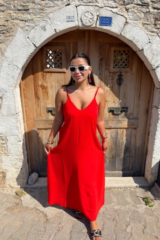 Gigi Wardrobe Scarlet Breeze Elbise Kırmızı Kırmızı