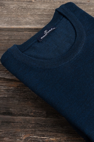 Woolen World Bisiklet Yaka Battal Büyük Boy Yünlü Triko Kazak İndigo