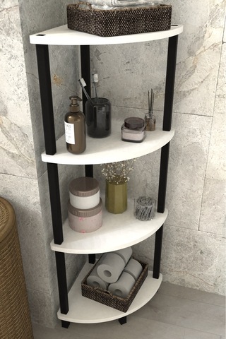 Decoline Banyo Rafı 4 Katlı Moblen Modern Organizer Depolama Ünitesi-beyaz Beyaz