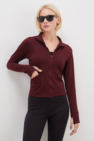 Fullamoda Parmak Geçirmeli Dalgıç Kumaş Slim Fit Ceket Mürdüm