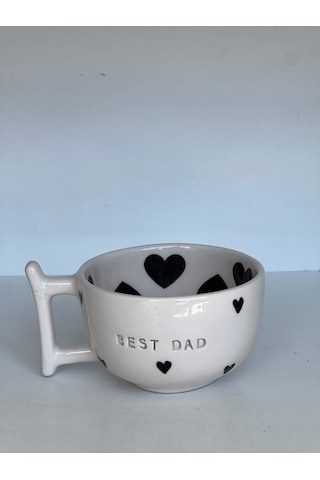 Meggdecor Özel Kalpli Best Dad Kupa Çok Renk