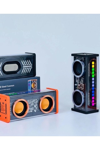 Şeffaf Mecha Müzik Tws Stereo Rgb İşıklı Hoparlör Kablosuz Bluetooth 5.0 Taşınabilir Hoparlör V9.gzpde